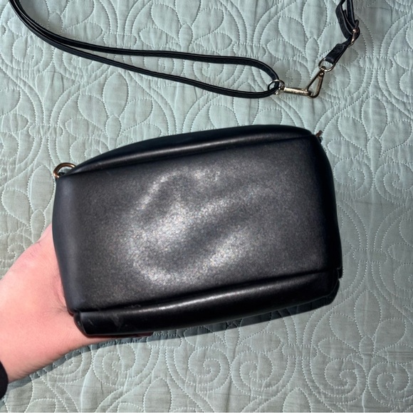 Faux Black Leather Backpack / Purse - Picture 9 of 15